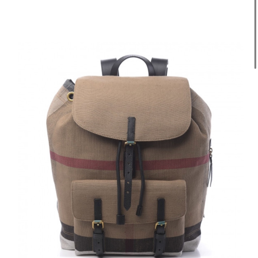 BURBERRY Canvas Mega Check Brookdale Backpack Black
